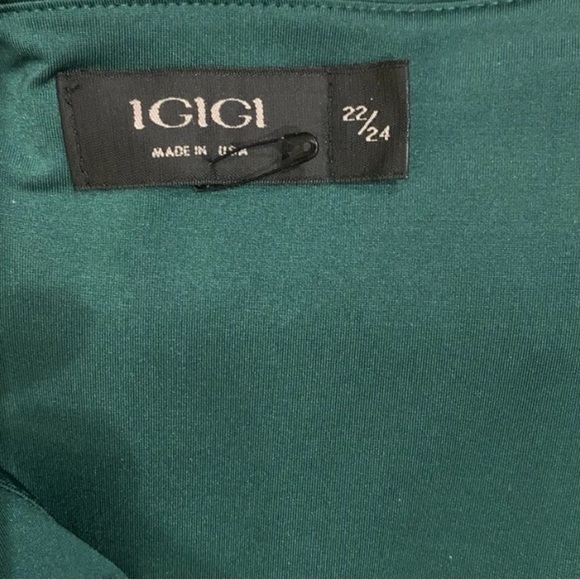 IGIGI Jeweled Velvet Party Dress Plus 22/24 Green Bra-Friendly, 3/4 Sleeves NWOT - Picture 3 of 11